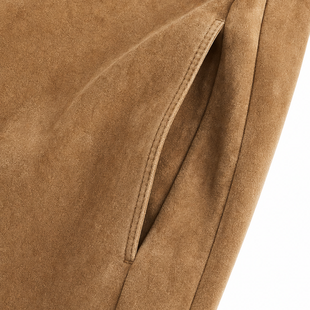 Robe midi pour femme à col montant, aspect daim