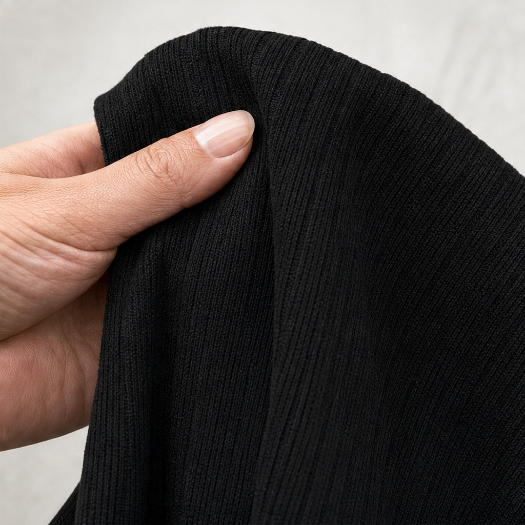 Top en maille côtelée à encolure carrée et poignets boutonnés pour femme