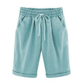 Elastic Waist Drawstring Bermuda Shorts with Cuffed Hem