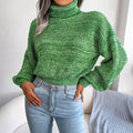 Women's Marled Turtleneck Cropped Knit Sweater
