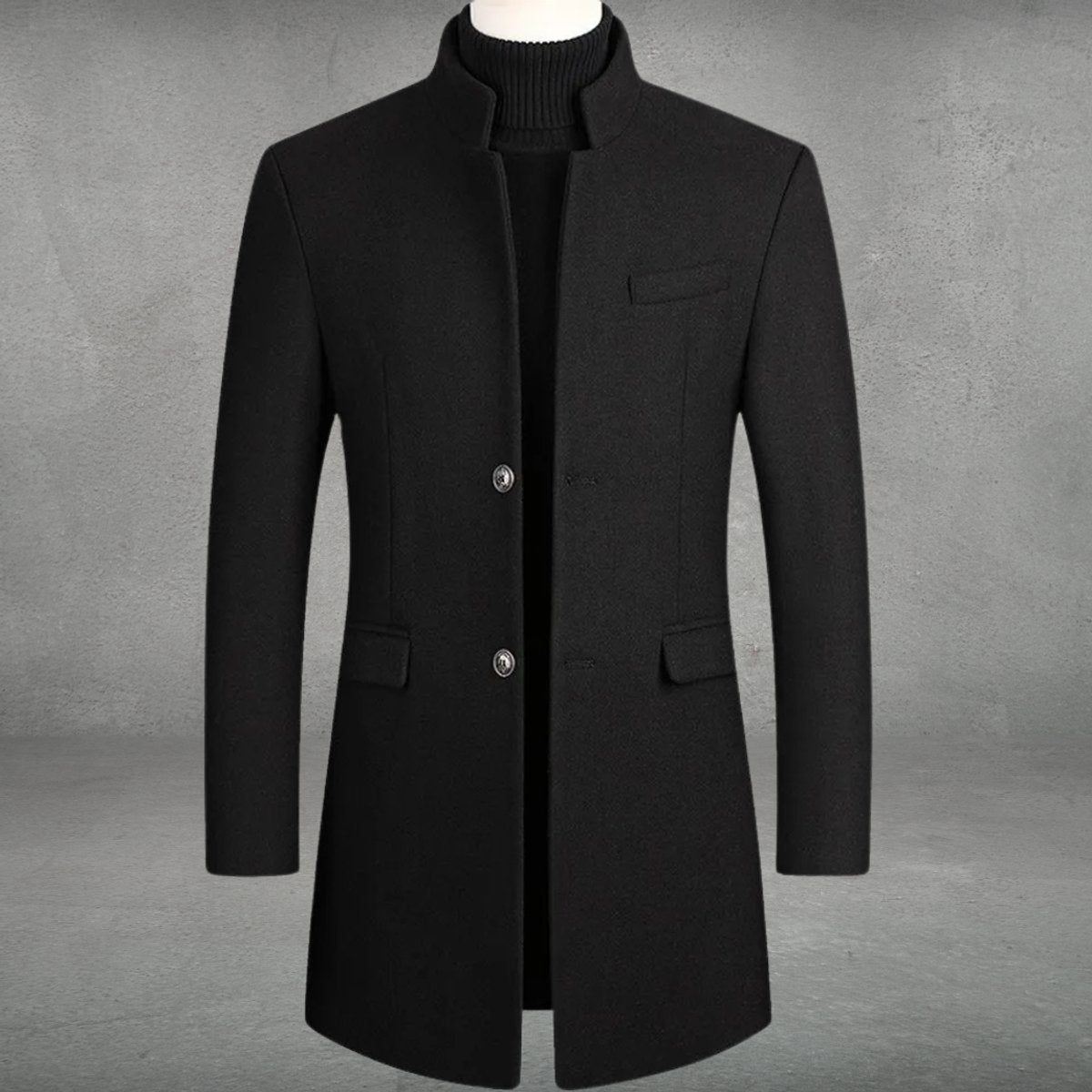 Manteau ajusté à col Mao pour homme