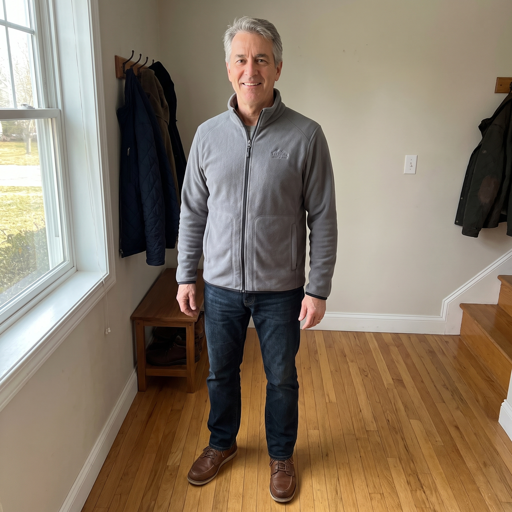 Men's Zip-Up Fleece Jacket with Side Pockets