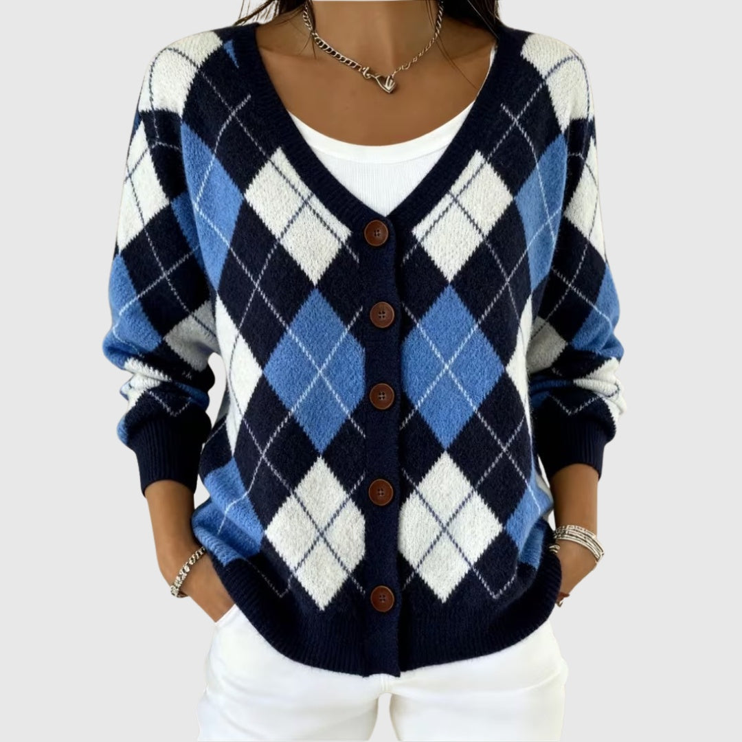 Women's Colorblock Button-Front Knit Cardigan