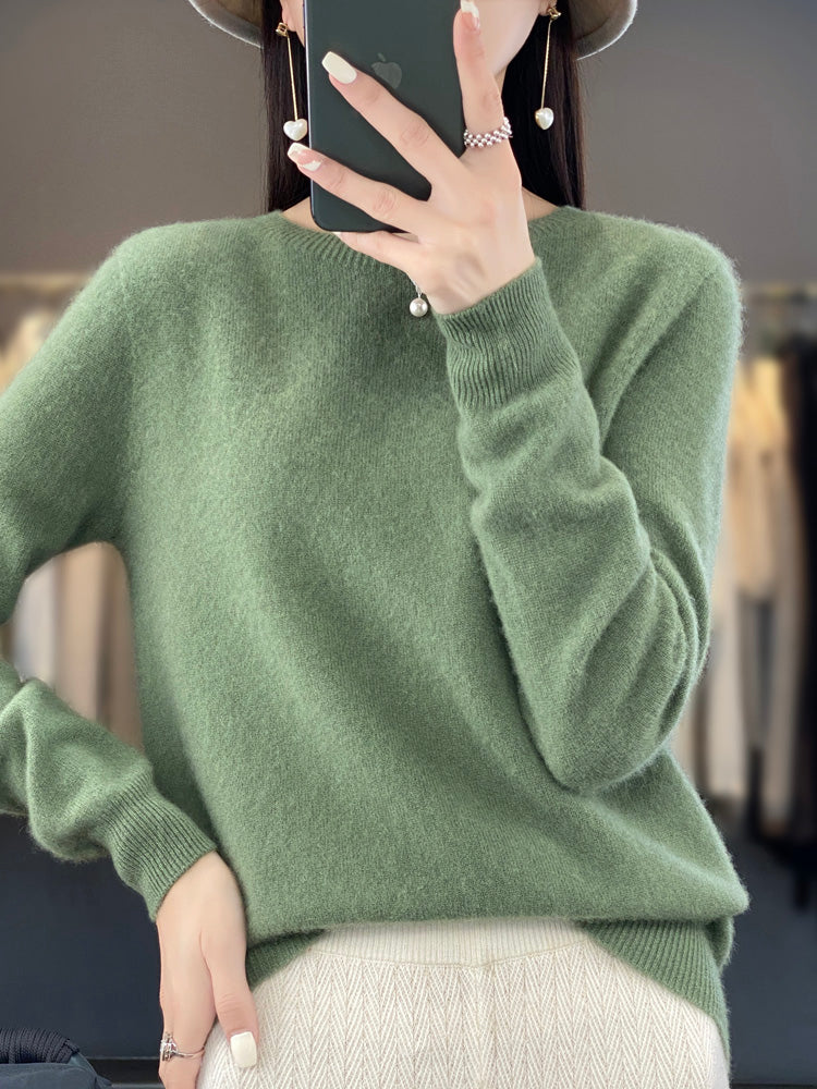 Women's Relaxed Crew Neck Soft Knit Pullover Sweater