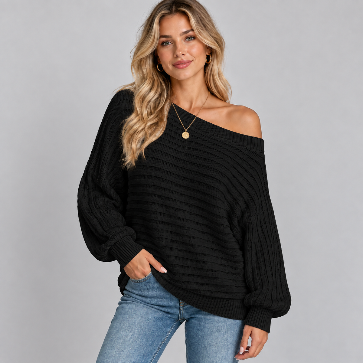 Women's Off-Shoulder Oversized Knit Sweater