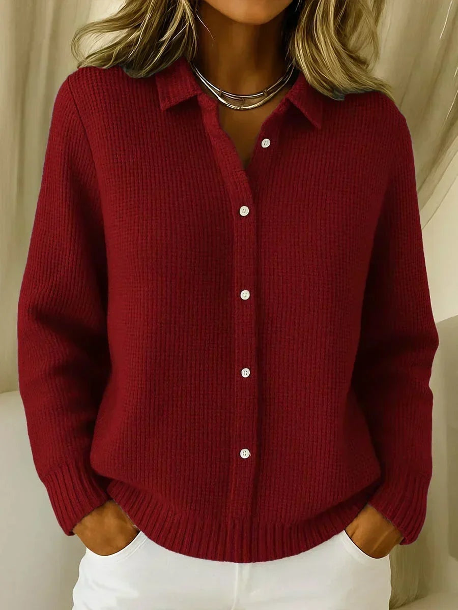 Women's Collared Knit Cardigan