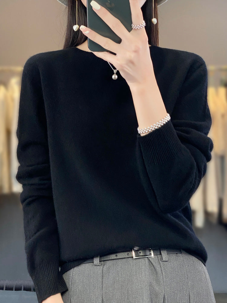 Women's Relaxed Crew Neck Soft Knit Pullover Sweater