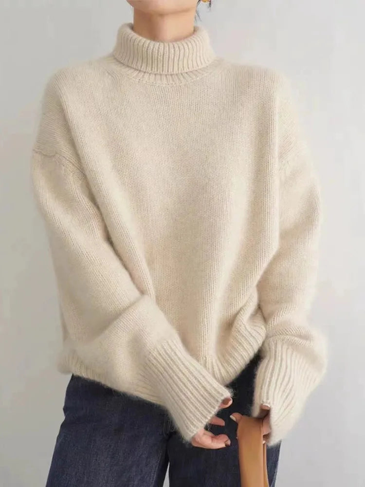 Women's Oversized Turtleneck Chunky Knit Sweater