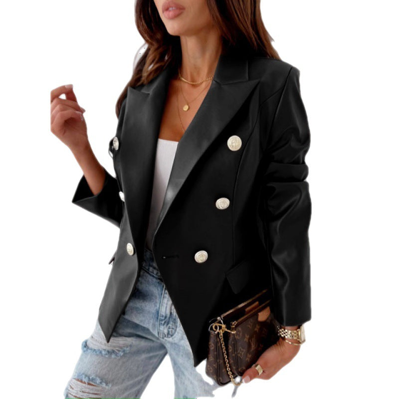 Women's Double-Breasted Button Tailored Blazer
