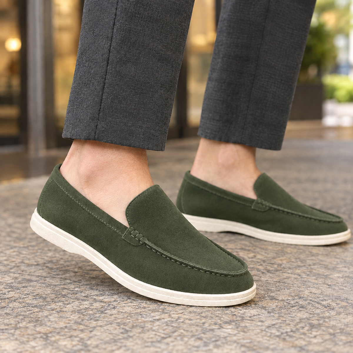 Men's Suede-Effect Slip-On Loafers