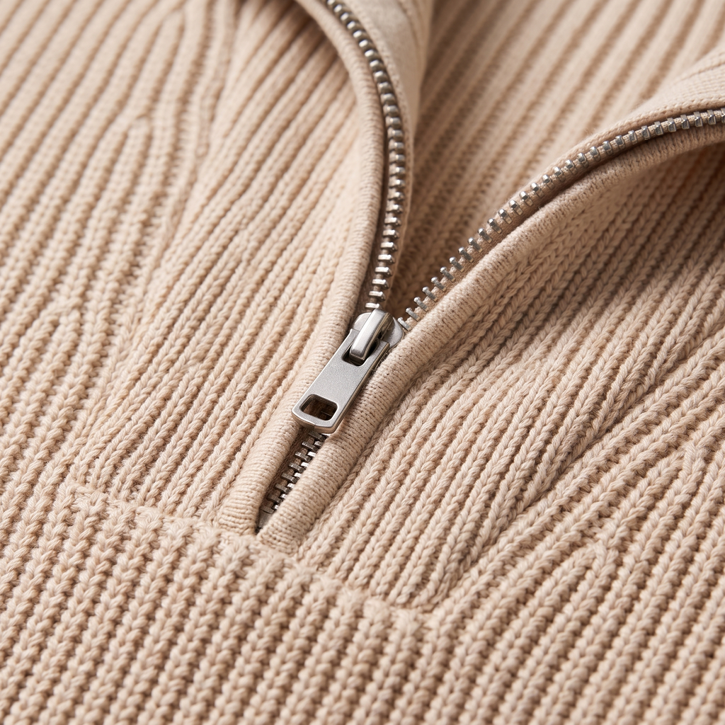 Men's Textured Quarter-Zip Knit Sweater