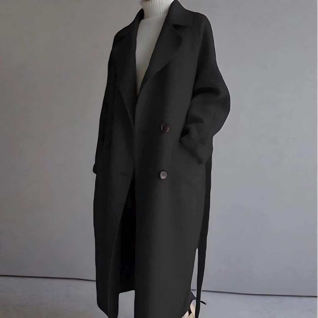 Manteau oversize long à double boutonnage pour femme
