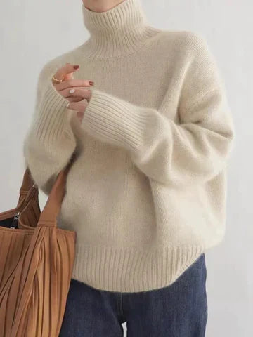 Women's Oversized Turtleneck Chunky Knit Sweater