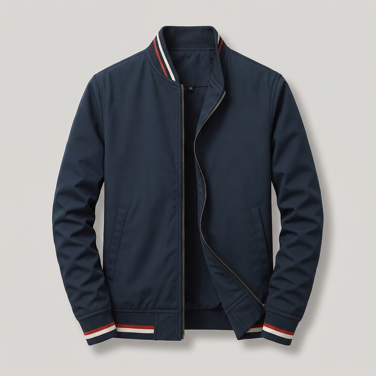 Men's Varsity Style Striped Trim Bomber Jacket