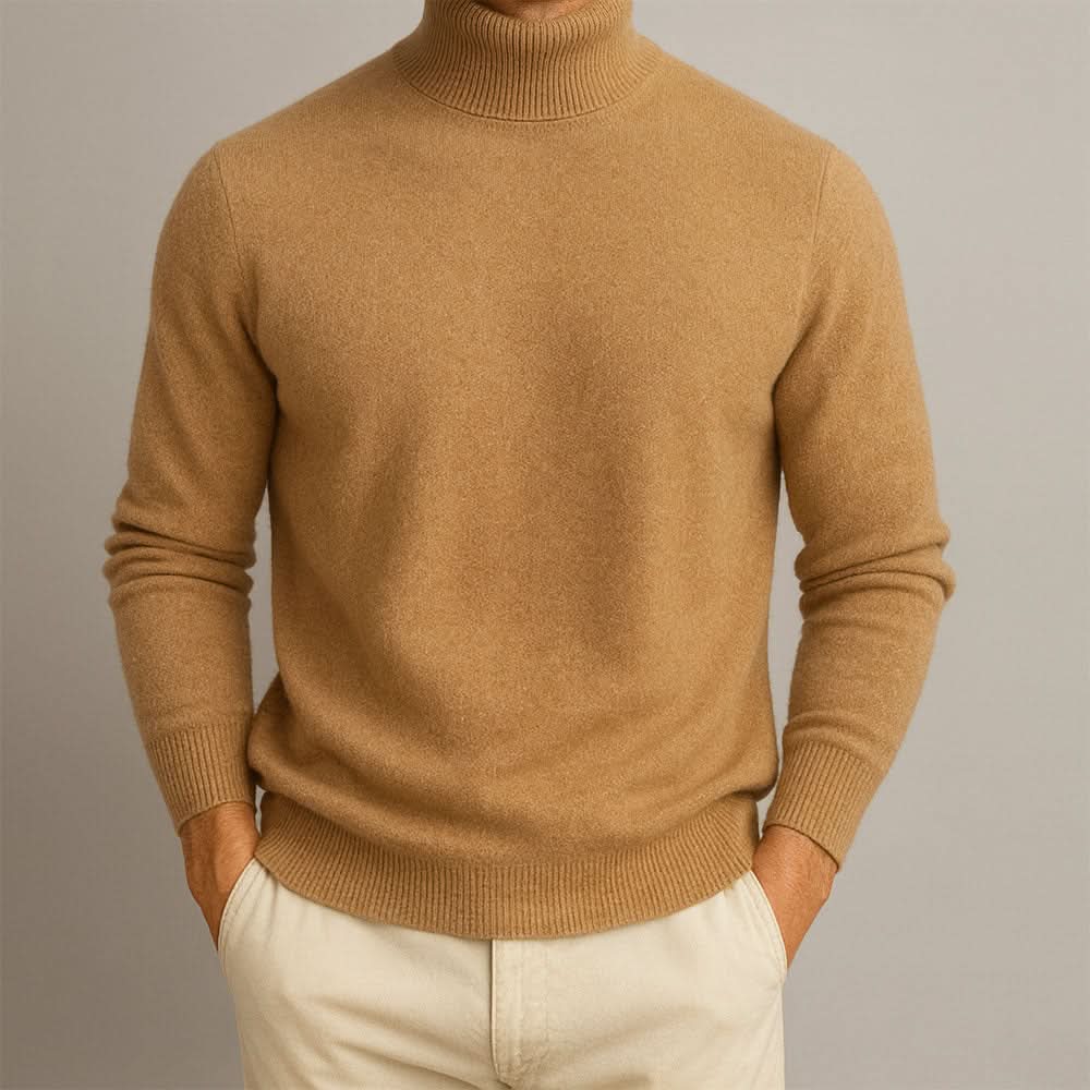 Men's Fitted Turtleneck Knit Sweater
