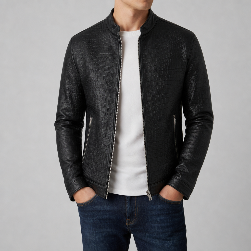 Men's Faux Leather Racer Jacket