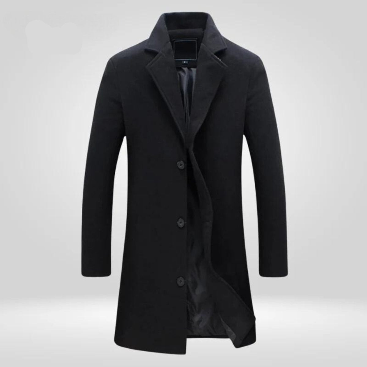 Manteau long à revers crantés et boutonnage simple pour homme