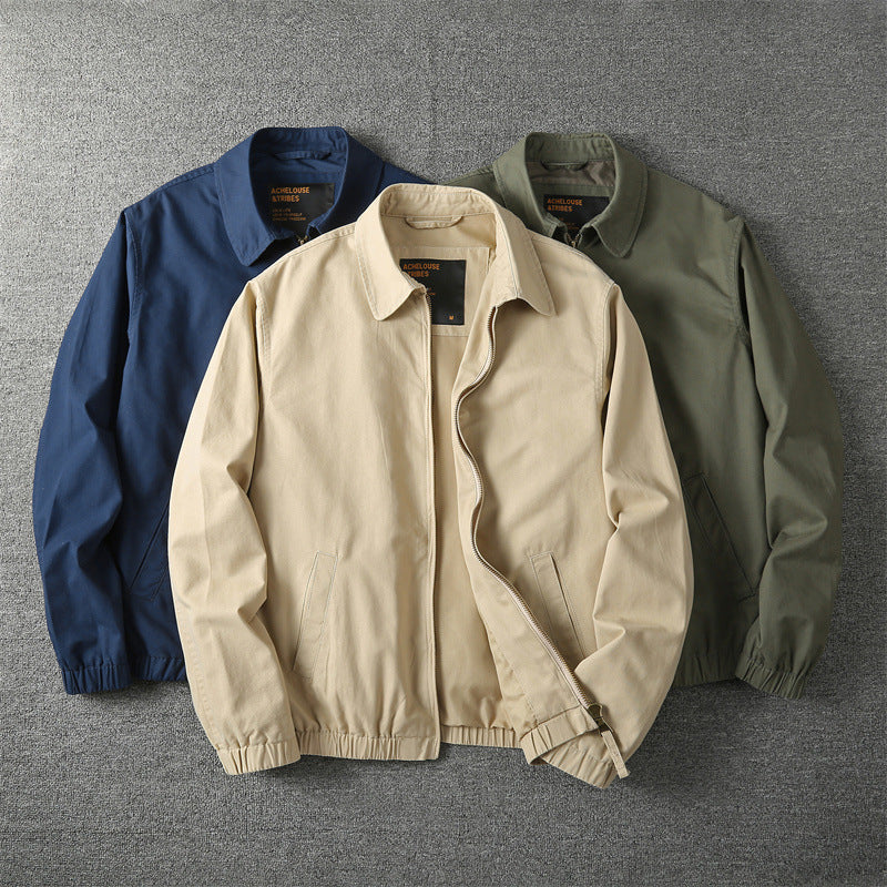 Men's Lightweight Cotton Zip-Up Bomber Jacket