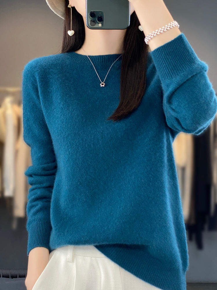 Women's Relaxed Crew Neck Soft Knit Pullover Sweater