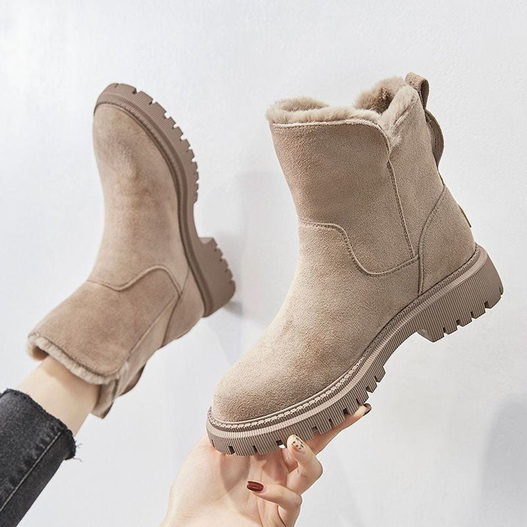 Women’s Slip-On Plush Lined Chunky Sole Winter Ankle Boots