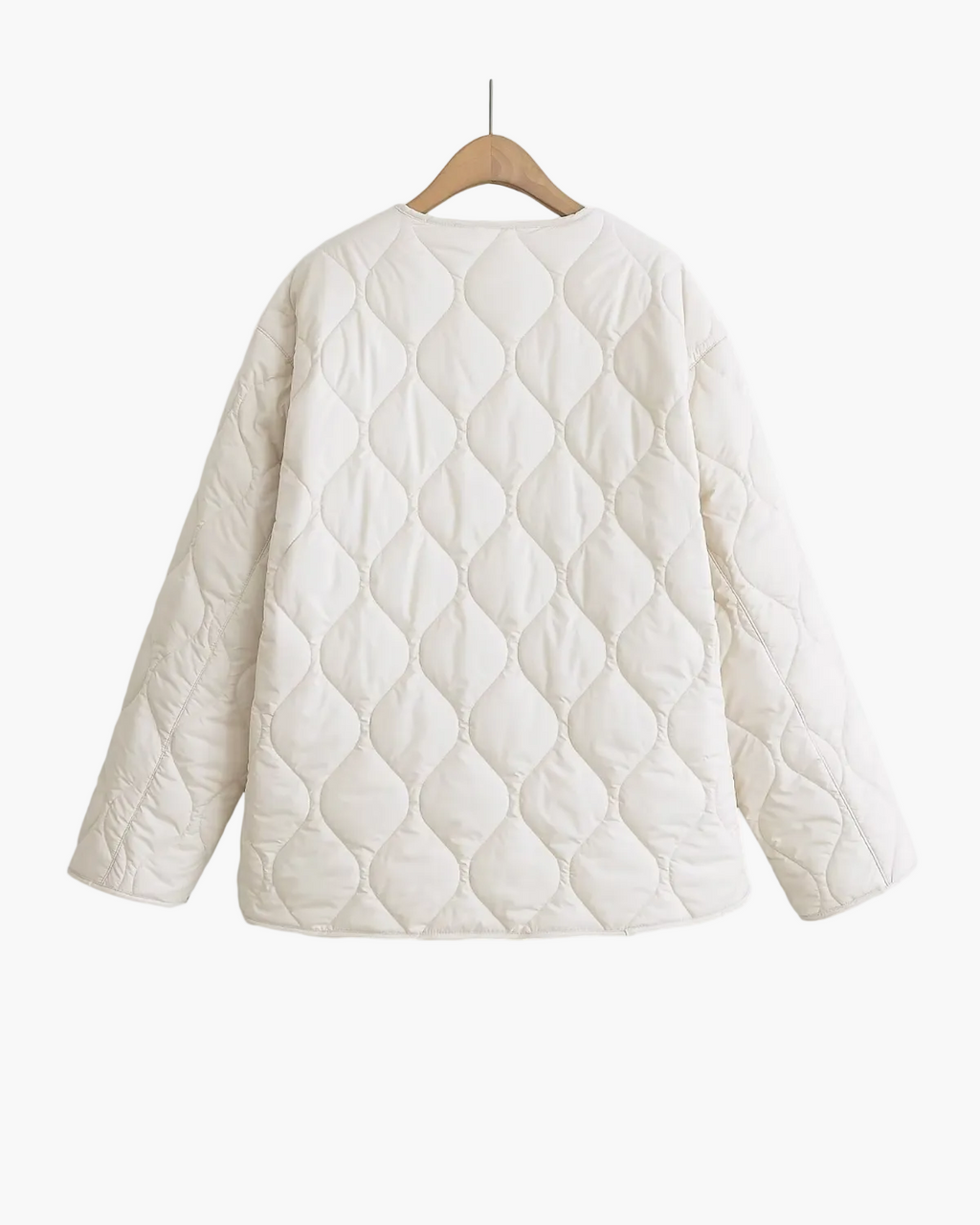 Women's quilted tie front jacket with diamond quilting and long sleeves