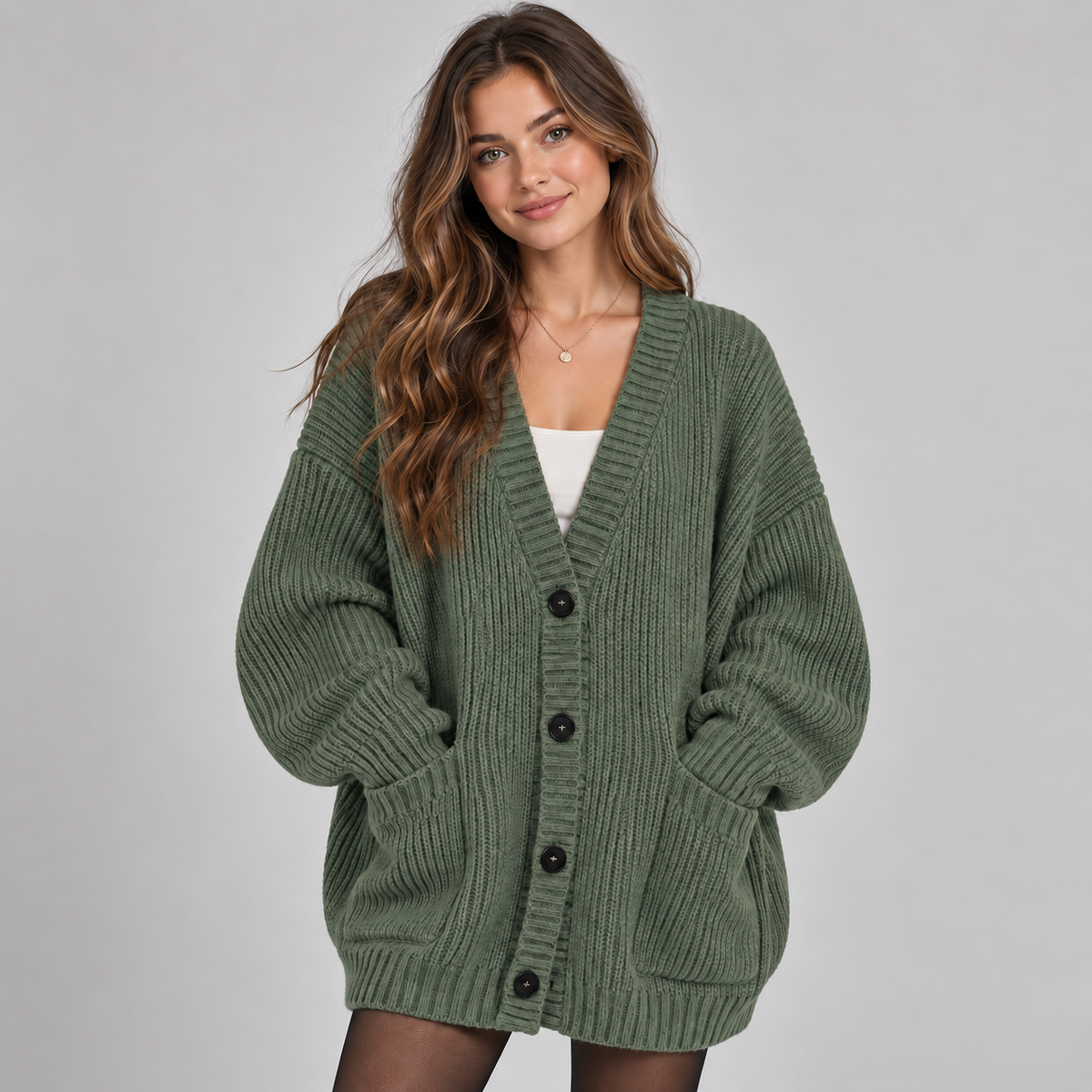 Women's Oversized Ribbed Knit Cardigan