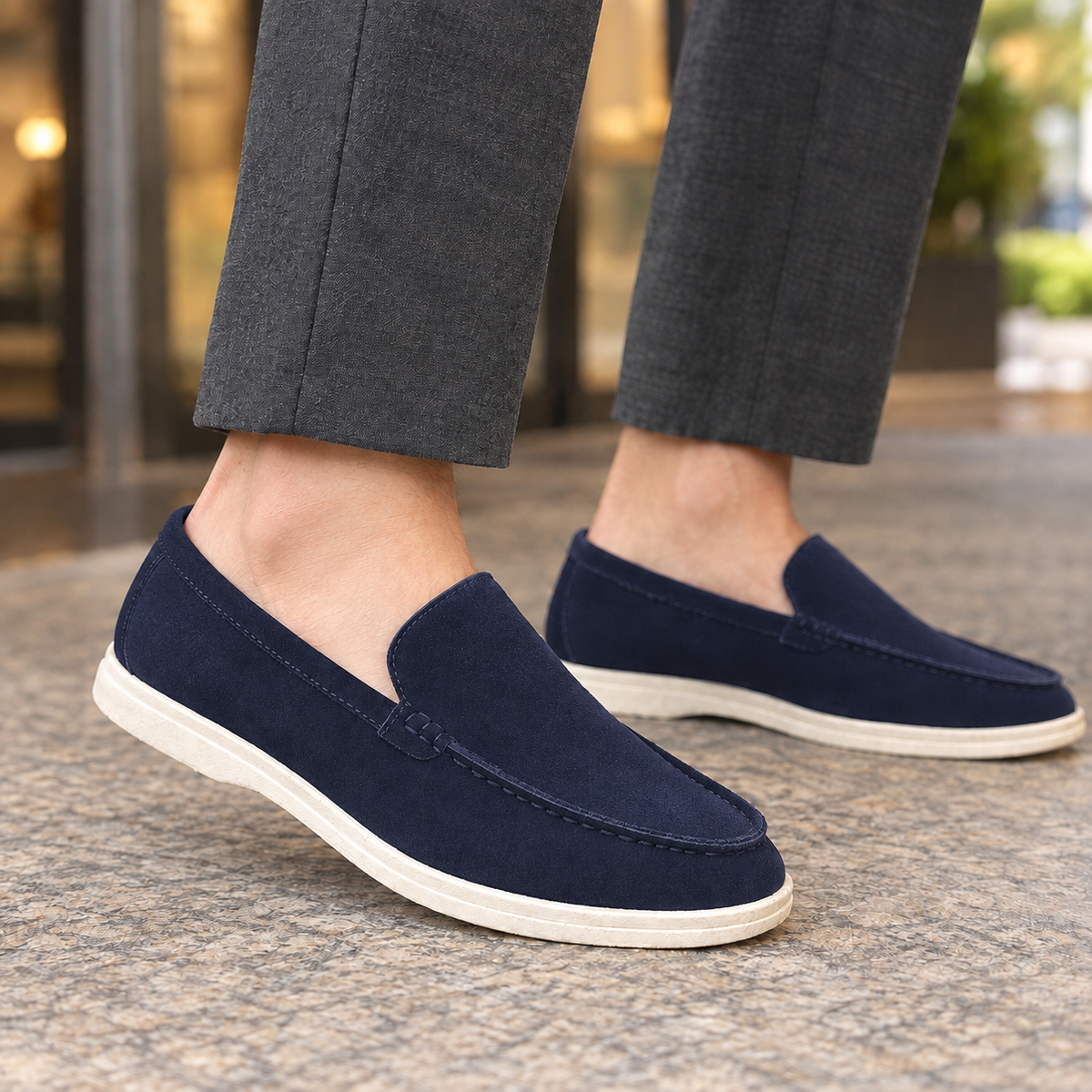 Men's Suede-Effect Slip-On Loafers