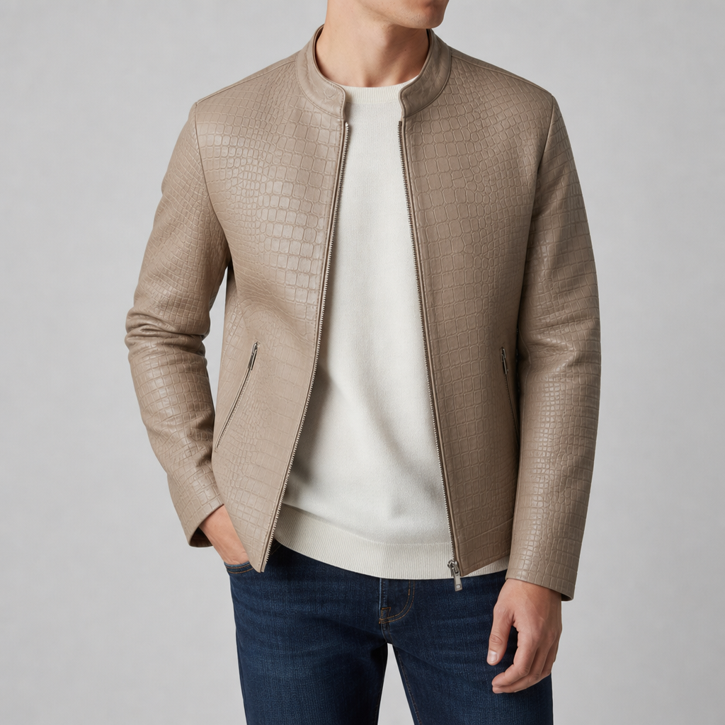 Men's Faux Leather Racer Jacket