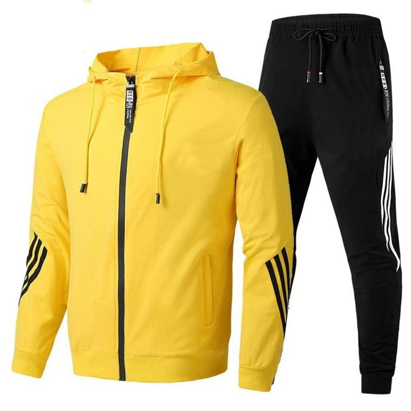 Survêtement à capuche pour homme, entièrement zippé, avec détails à rayures