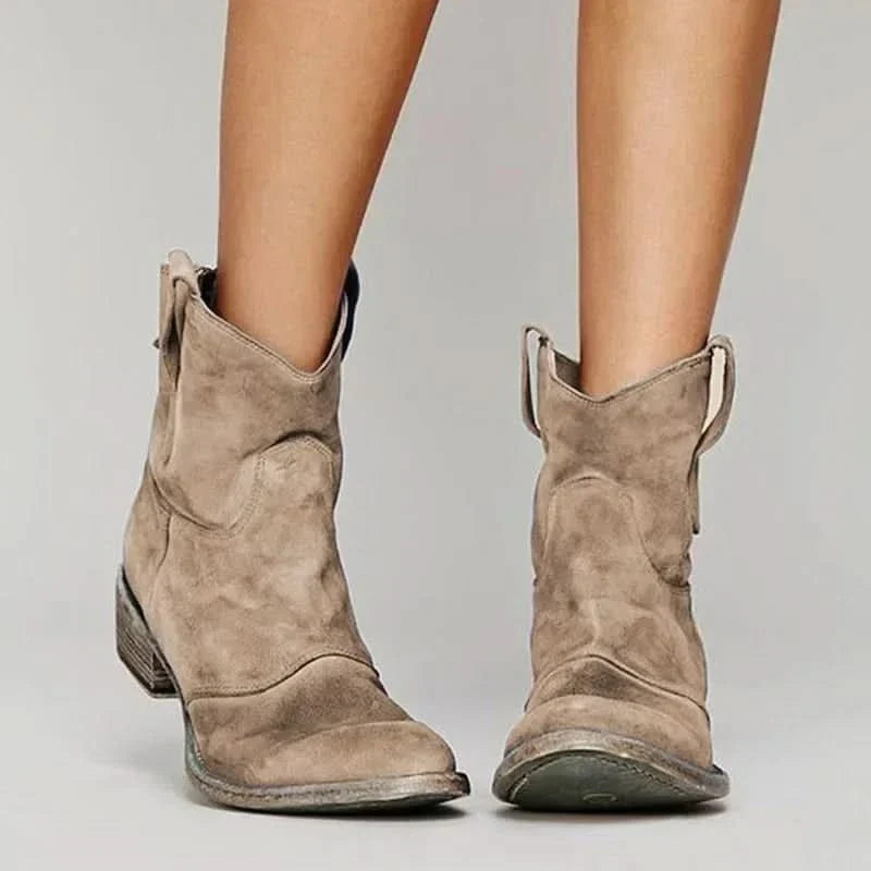 Women's Vintage Western Pointed Toe Ankle Boots