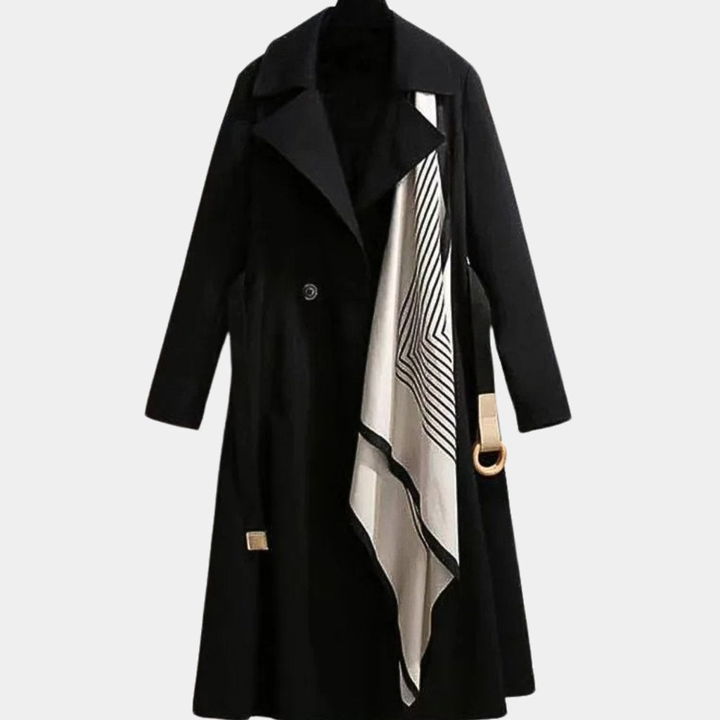 Trench-coat midi femme ceinturé avec détail foulard