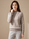 Women's Mock Neck Diamond Pattern Knit Sweater