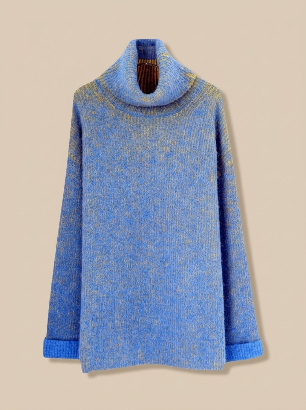 Women's Oversized Speckled Knit Turtleneck Sweater