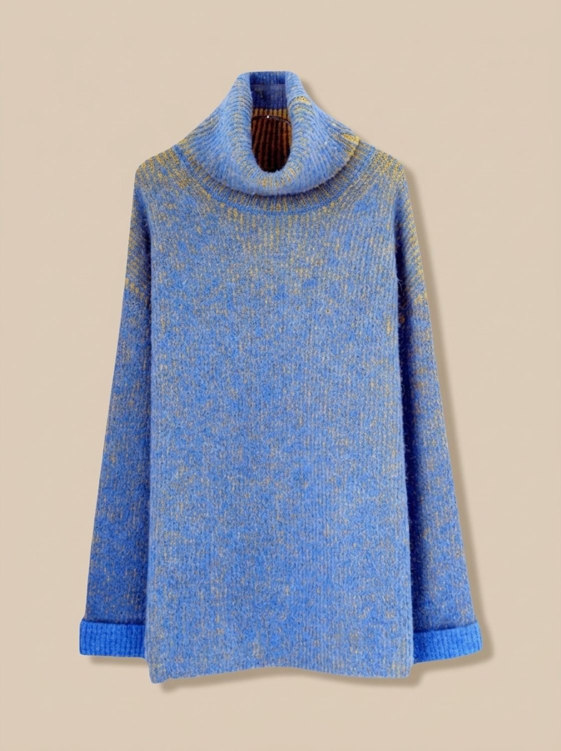 Women's Oversized Speckled Knit Turtleneck Sweater