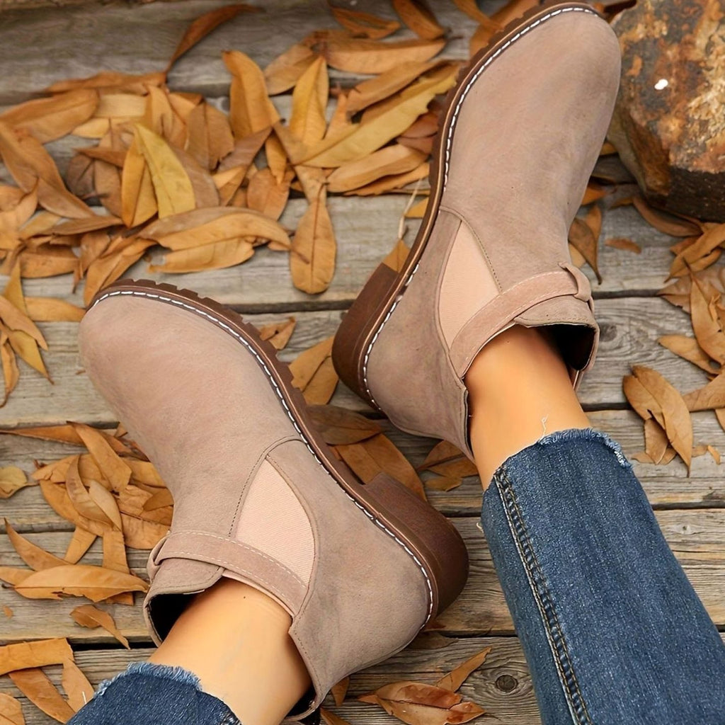 Women’s Suede-Look Buckle Strap Chelsea Ankle Boots