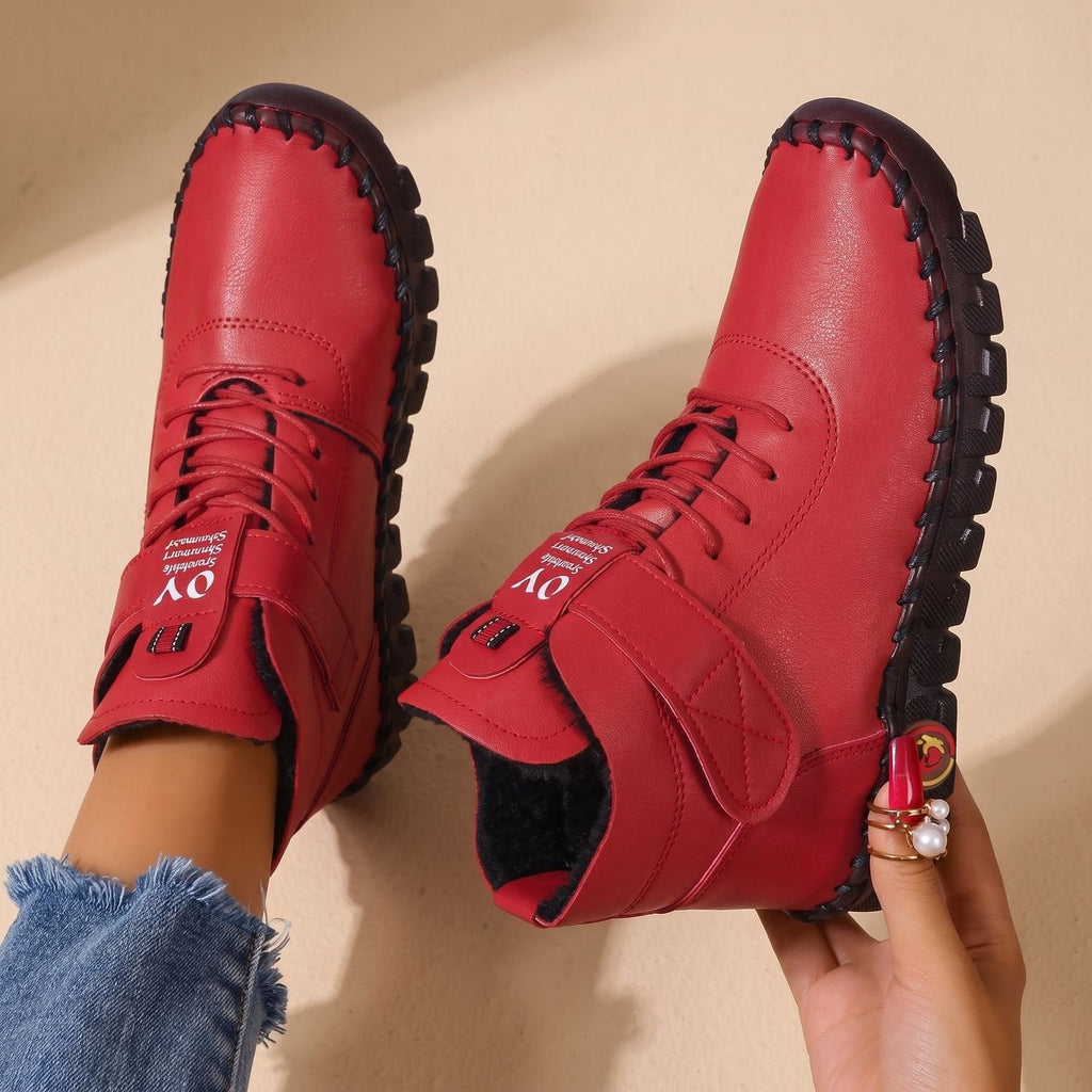 Women’s Hand-Stitched Look Lace-Up Strap Comfort Ankle Boots