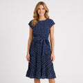 Polka Dot Midi Dress – Tie Waist Pleated Style
