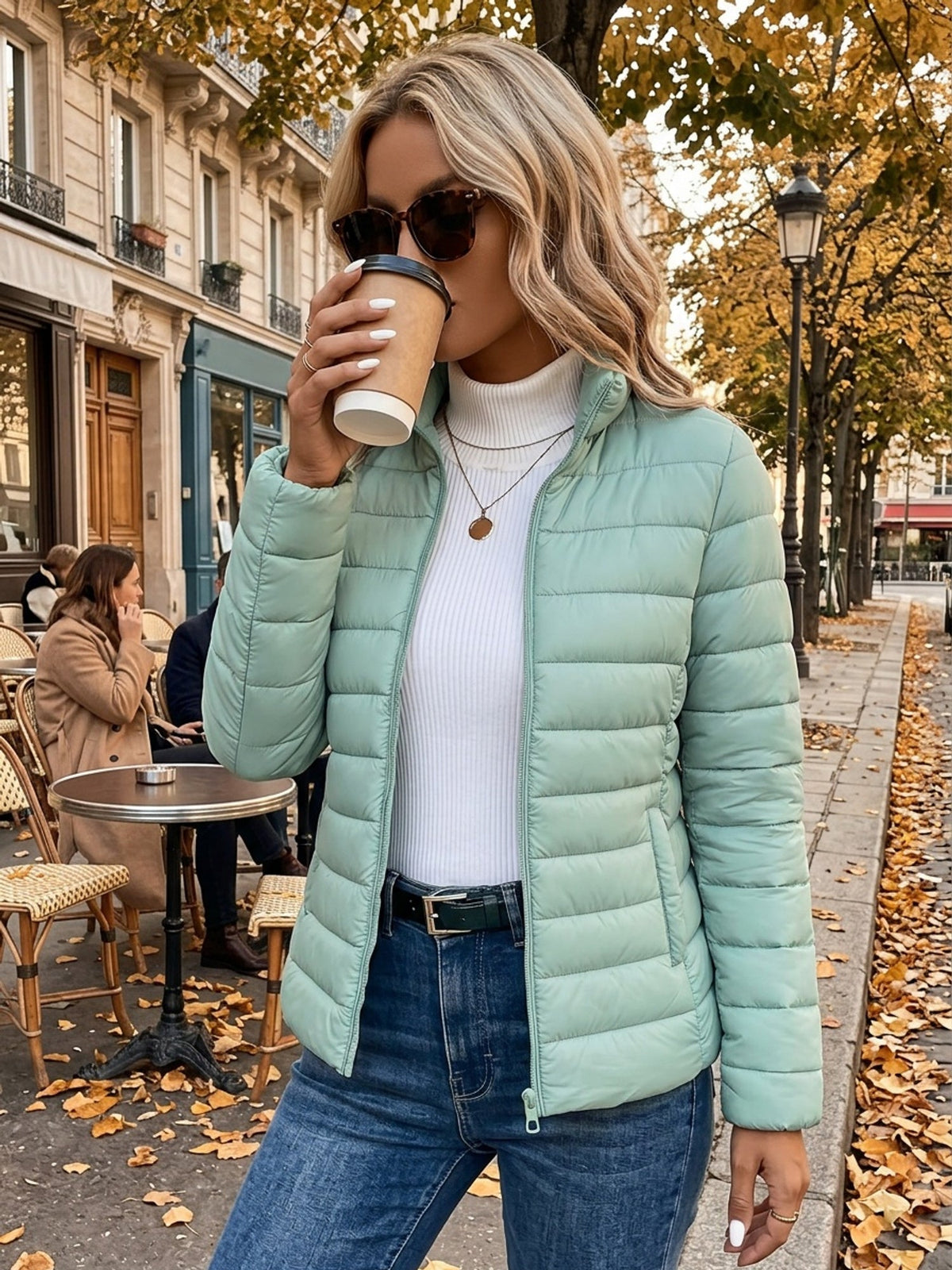 Women’s Lightweight Quilted Stand Collar Puffer Jacket