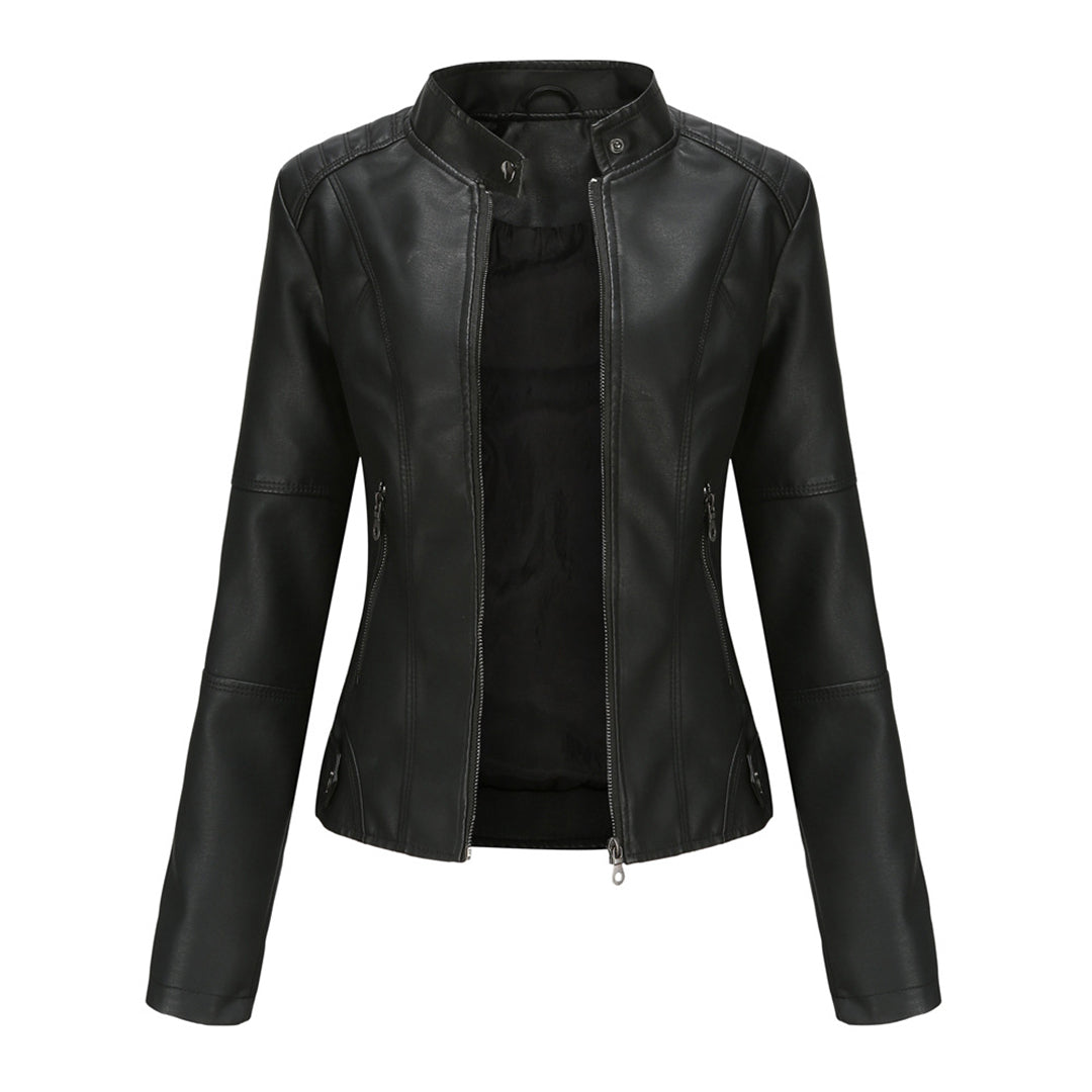 Women's Zip-Up Moto Style Fitted Jacket