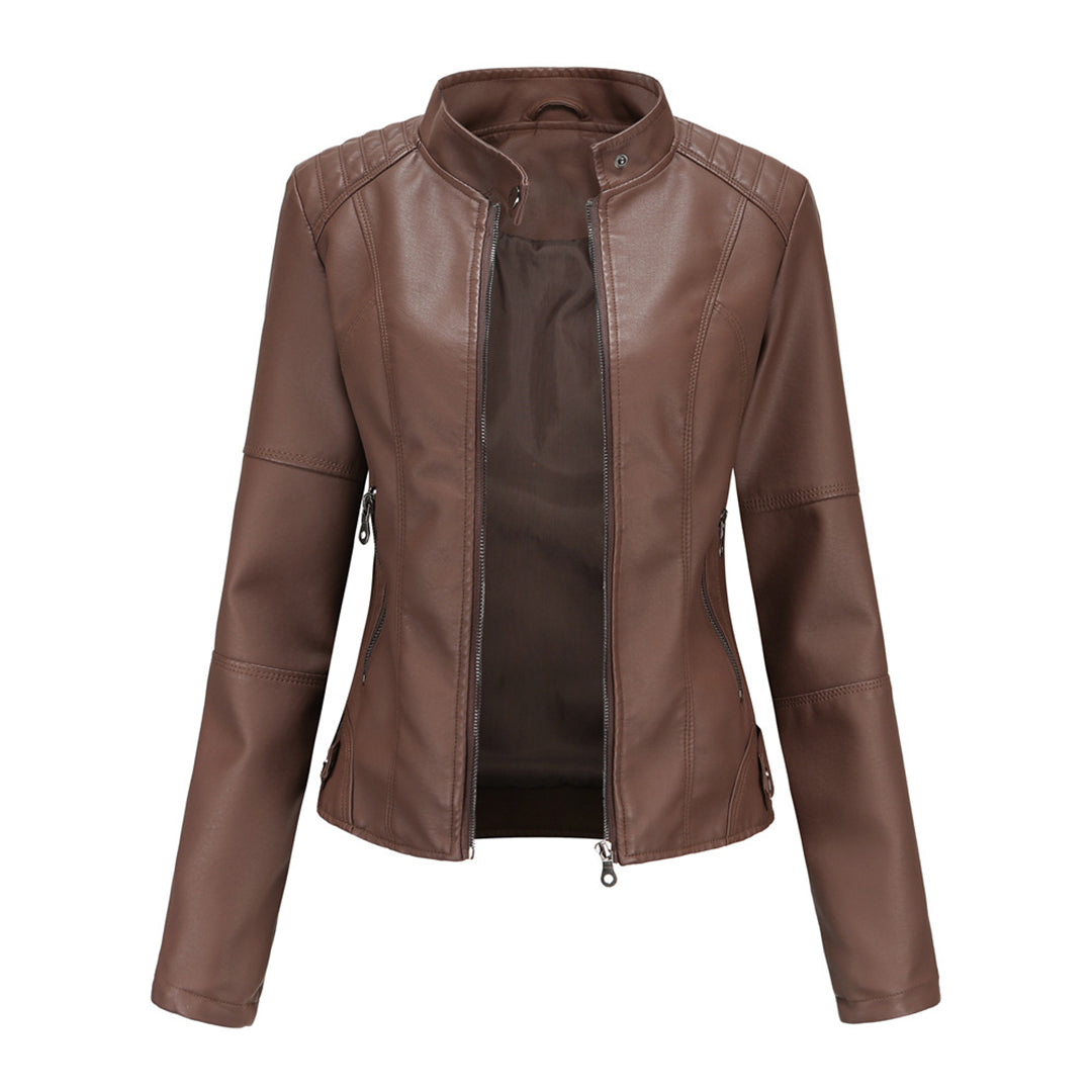 Women's Zip-Up Moto Style Fitted Jacket