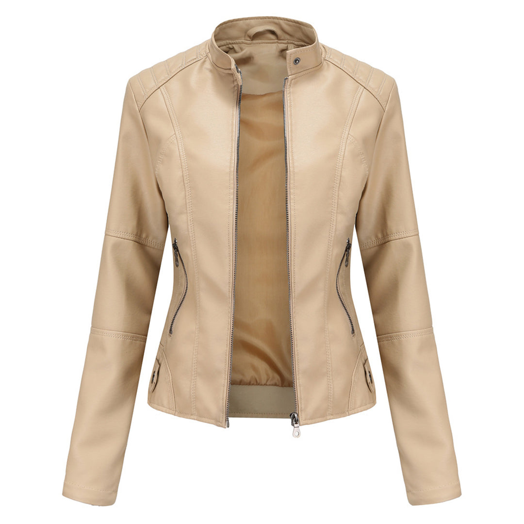 Women's Zip-Up Moto Style Fitted Jacket