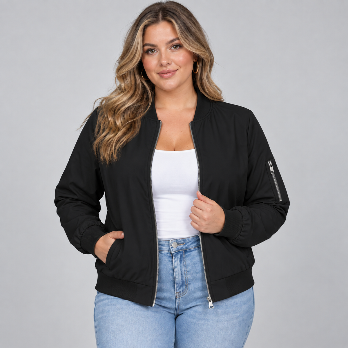 Women's Classic Zip-Up Bomber Jacket