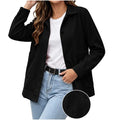 Women's Corduroy Button-Up Jacket with Patch Pockets