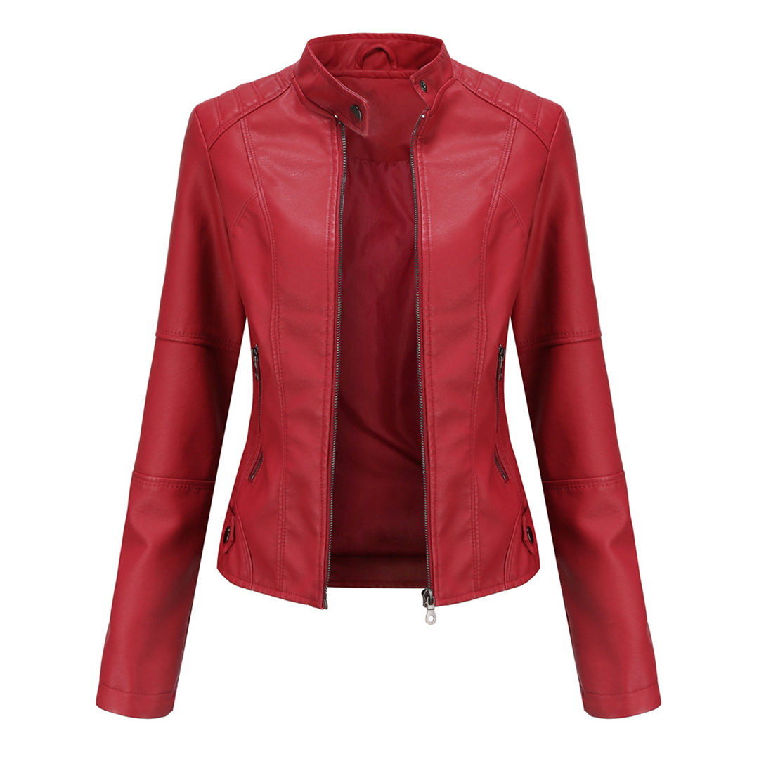 Women's Zip-Up Moto Style Fitted Jacket
