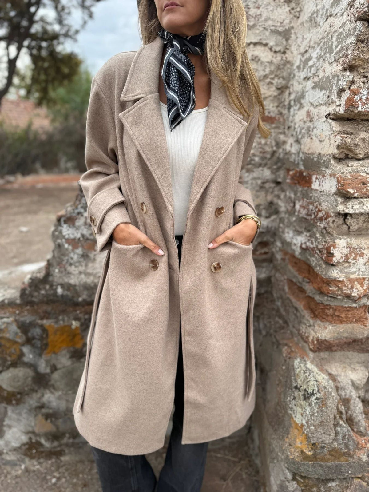 Women's Longline Double-Breasted Tailored Overcoat