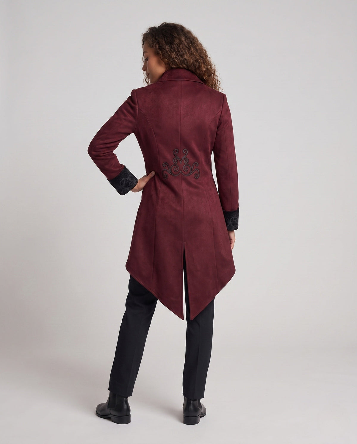 Women's Embroidered Victorian Tailcoat with Waistcoat Front