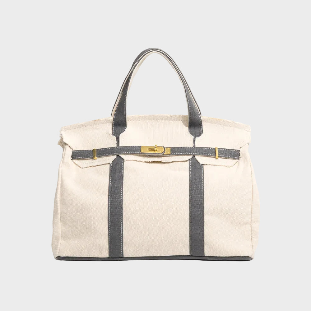 Women's Canvas Turn-Lock Top Handle Tote Bag