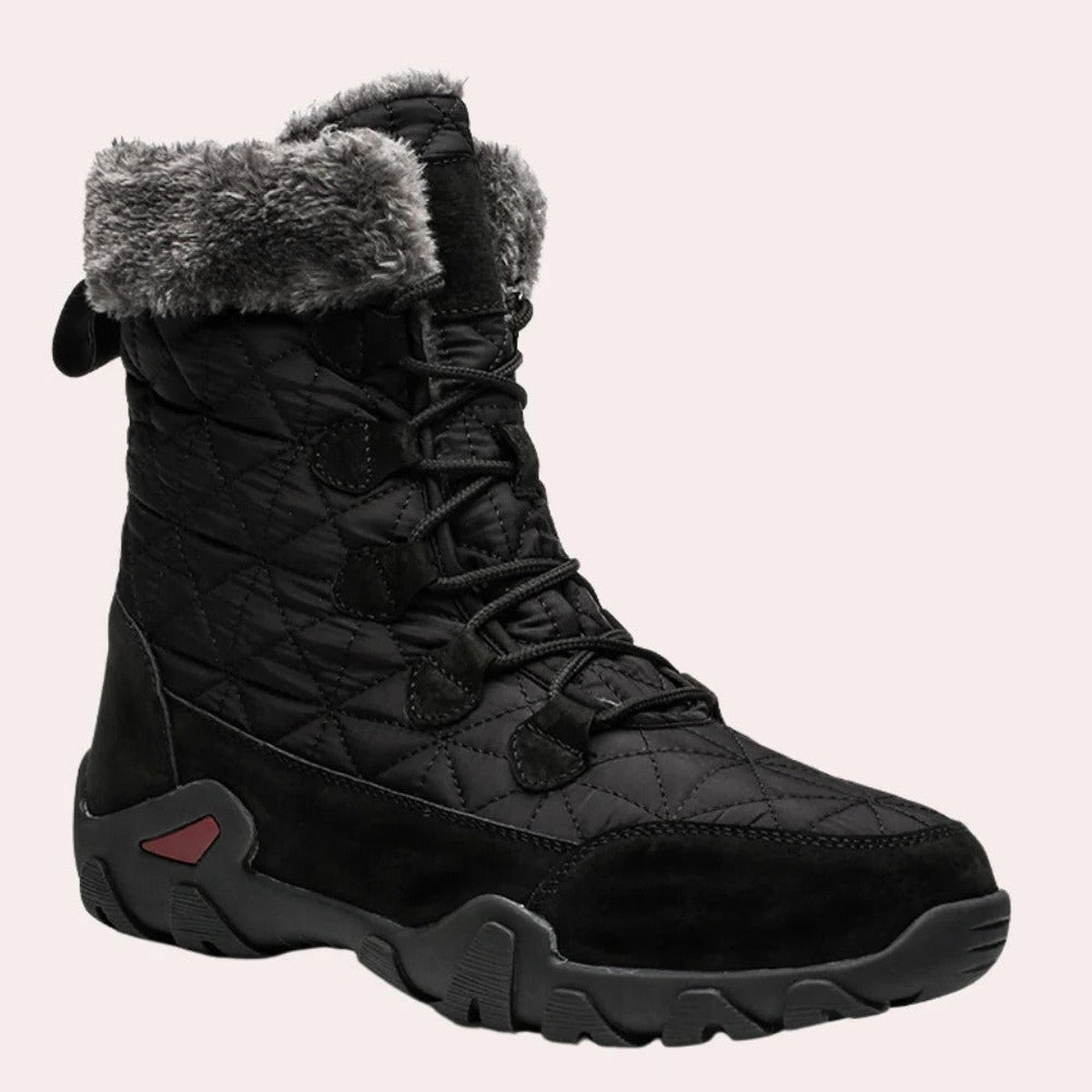 Men's Faux Fur Trim Quilted Snow Boots