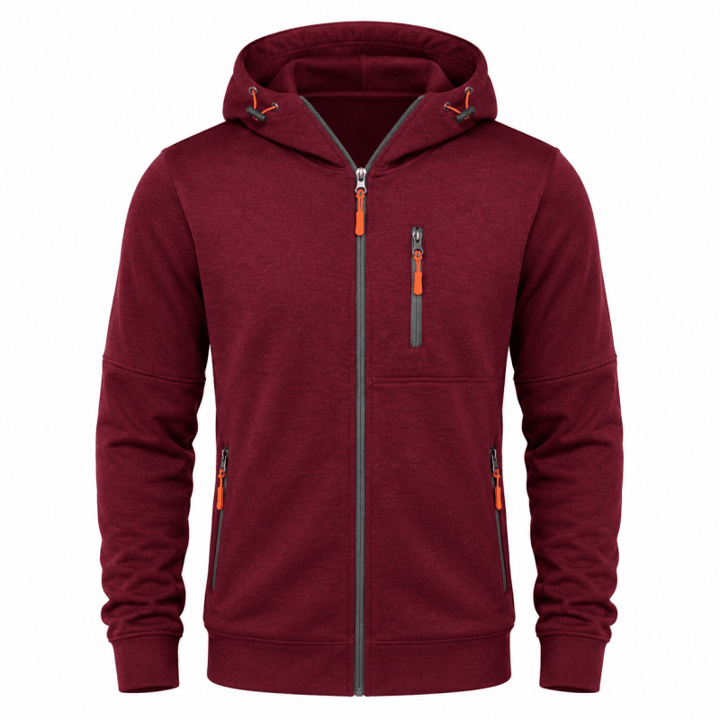 Men's Full-Zip Hooded Fleece Jacket with Zip Pockets