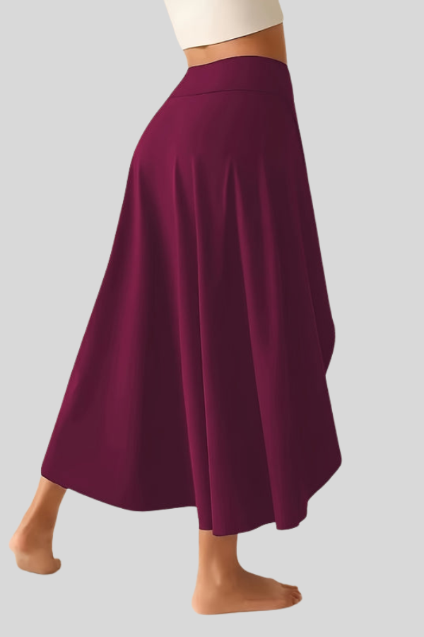 High-Waisted Satin Side Slit Midi Skirt
